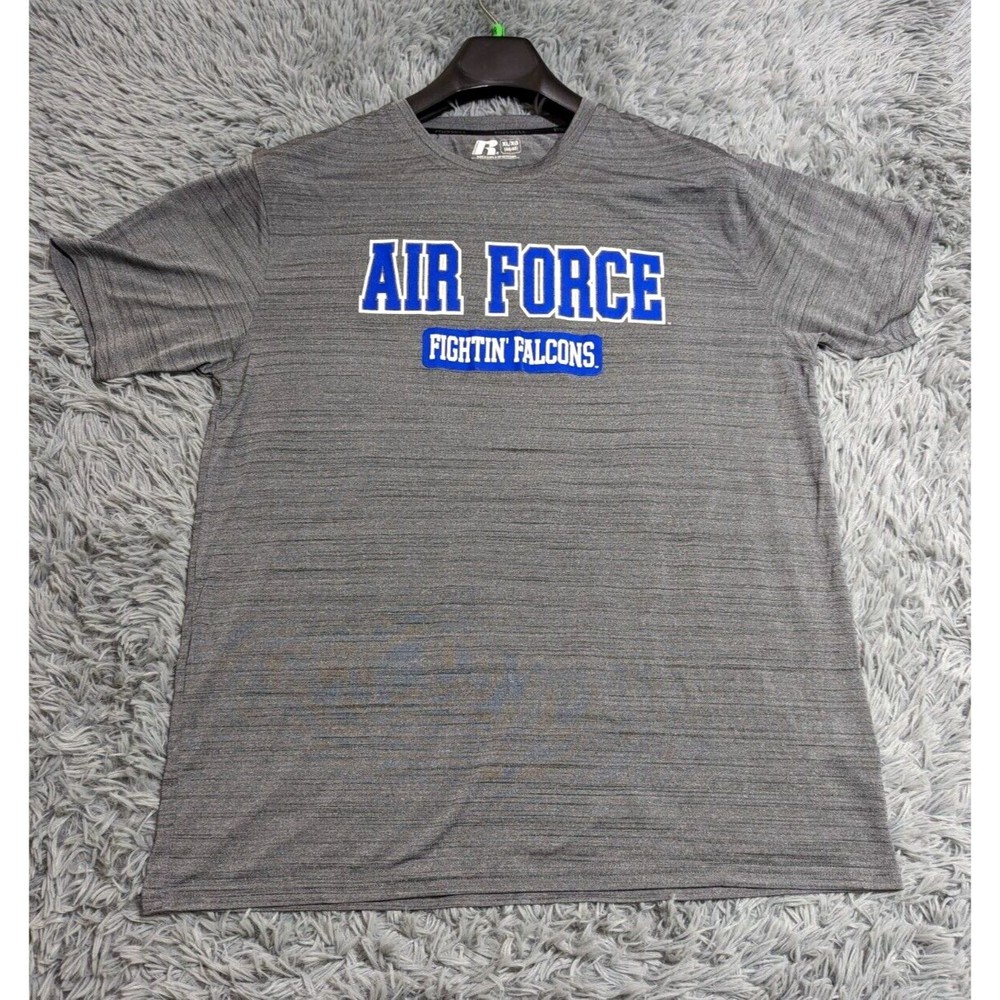 Russell Air Force Football Shirt Mens Size XL XLarge Gray Blue Logo Activewear